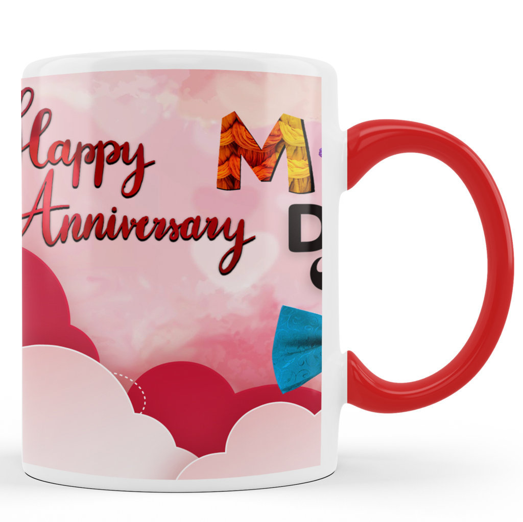 Printed Ceramic Coffee Mug | For Loved Ones | Happy Anniversary Mom and Dad | 325 Ml…